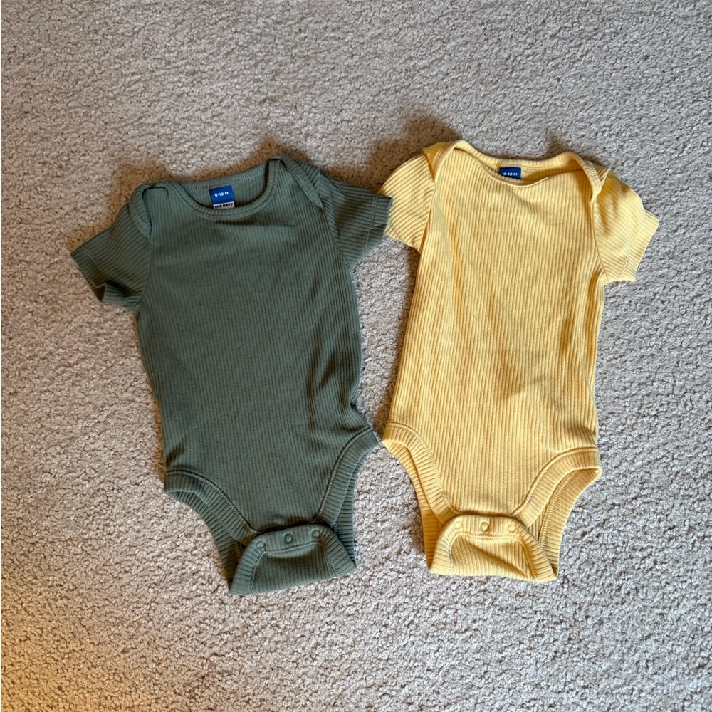 Old Navy Ribbed Bodysuits in Olive and Mustard